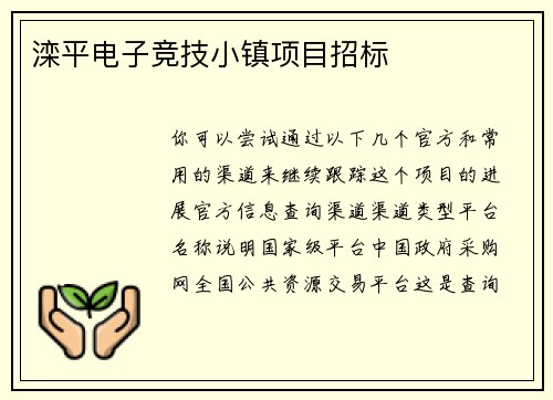 滦平电子竞技小镇项目招标