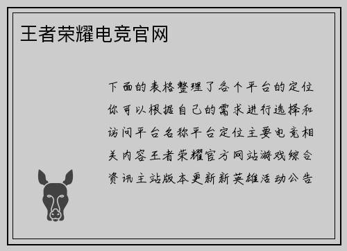 王者荣耀电竞官网